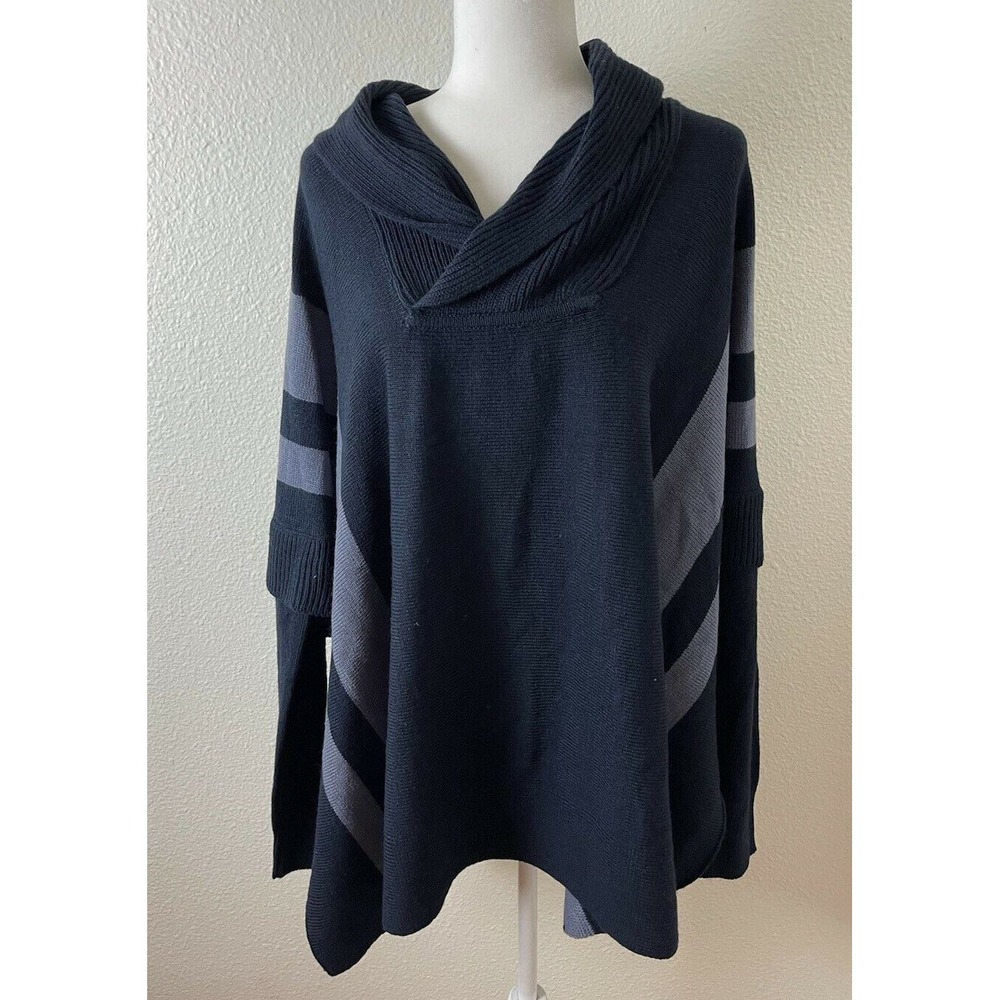 RDI  Women's Long Sleeve Sweater Navy Blue/‎ Black Cape Oversized Sz 3X